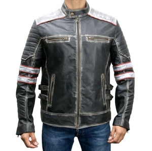 Veste en cuir de haute qualité pour hommes Top Design 100% avec doublure en couette col montant manches complètes-personnalisable pour la saison d'hiver - Product Image 1