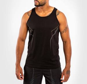 T-shirt sans manches personnalisé gilet Stringer séchage rapide blanc logo personnalisé prix raisonnable col rond - Product Image 3