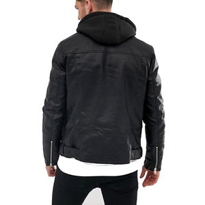 Chaqueta de Cuero Vacuno Negro de Alta Calidad para Hombre 2024, Chaqueta de Motociclista Personalizada con Cuello Alto, Ligera para Invierno, con Bolsillos, Genuina y Resistente al Viento - Product Image 4