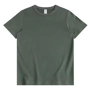 เสื้อยืดพิมพ์โลโก้คุณภาพสูงใช้ได้ทั้งชายและหญิงเสื้อคอกลมแขนสั้นมีสายคล้องไหล่ดีไซน์เรียบ - Product Image 2