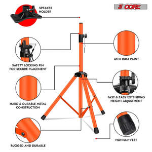 5 Core Speaker Stand Tripod Pair Heavy Duty Adjustable 72" Universal Mount for PA DJ Studio w <b>Bag</b> - Product Image 6
