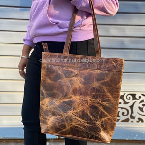 Sac fourre-tout en cuir véritable Crunch fait à la main pour femmes Sac à provisions élégant Sac fourre-tout décontracté de grande taille Meilleur cadeau pour les femmes - Product Image 2