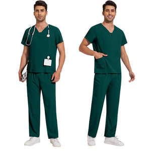 Uniformes de enfermera masculinos personalizados con cuello en V de nuevo estilo 2025, conjuntos de Jogger de manga corta, uniformes médicos, conjuntos de uniformes de elasticidad personalizados - Product Image 6