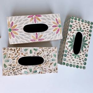 Lujosa caja de pañuelos con incrustaciones de nácar rectangular plegable - Product Image 5