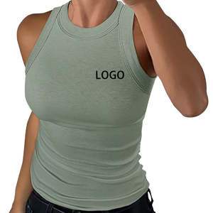 Custom OEM <b>Women</b> <b>Tank</b> <b>Tops</b> Summer <b>Sleeveless</b> Basic Cami <b>Top</b> Shirt Slim Knit Ribbed Racerback Blouses - Product Image 1