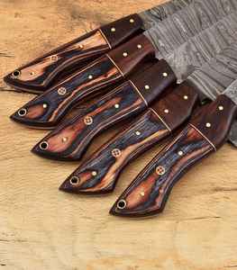 Cuchillo de cocina de hoja de acero de Damasco hecho a mano personalizado, 5 uds., nuevo juego de cuchillos de Damasco japoneses clásicos con Kit de cuero - Product Image 4