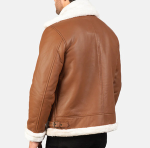 OEM Custom Design Winter Fashion Motorcycle Leather Jacket for <b>Men</b> Business Brown Stand Collar Front Logo Waterproof - Product Image 5