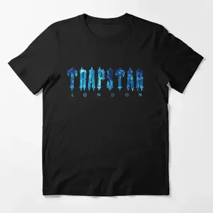 Conjunto de camisetas de verão para homens, camiseta Trapstar de algodão liso e preto com desenho de hip hop