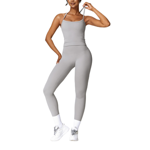 Ensemble de vêtements de sport personnalisés avec logo, vêtements de yoga pour femmes, ensemble de soutien-gorge de sport et de leggings, tenues, leggings taille haute, haut de sport - Product Image 4