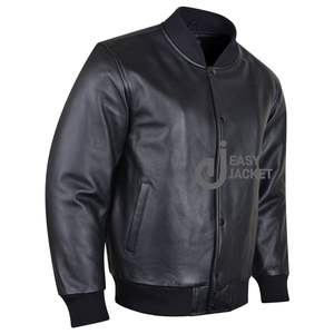 2025 nuevas chaquetas para hombre, fabricantes de ropa personalizada, ropa de calle con manga de cuero PU personalizada, chaqueta universitaria Letterman para hombre - Product Image 3