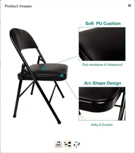 Factory Direct Supplying <strong>Cheap</strong> Soft PU Padded Seats Black Metal Steel <strong>Folding</strong> <strong>Chairs</strong> for Events - Product Image 5