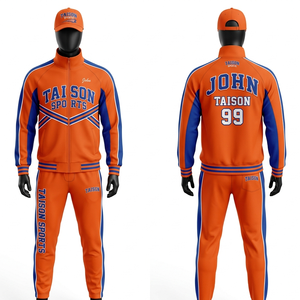 Survêtement de cheerleading en polaire polyester 320 GSM de qualité supérieure, orange et bleu, avec logo personnalisé par sublimation - Product Image 1