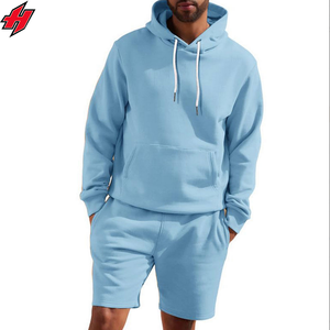 Nouveautés Ensemble à capuche personnalisé Ensemble 2 pièces en coton Short de jogging Ensembles deux pièces pour hommes Survêtements avec broderie dégradée Survêtements - Product Image 1