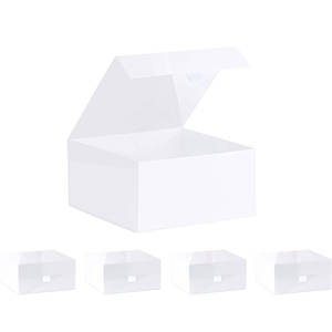 Caja de regalo dura blanca con tapa de cierre magnético Cajas de recuerdo cuadradas de 8 "x 8" x 4 "con acabado blanco brillante - Product Image 5