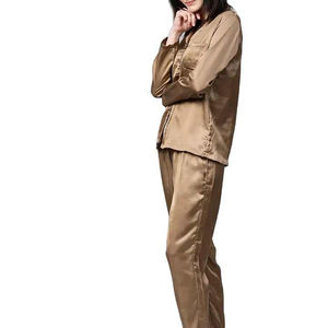 ชุดนอนผ้าซาตินสำหรับผู้หญิงชุดนอนแขนยาวแบบติดกระดุมชุดนอนระบายอากาศได้ดีชุดนอนแบบนุ่ม - Product Image 2