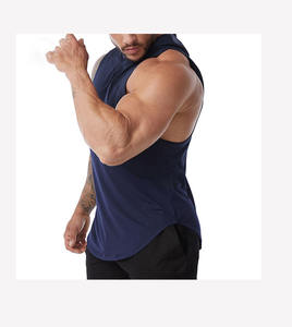 Brand Men's Sleeveless Fitness Tank Top Solid Color Cotton Muscle <b>Vest</b> Gym Workout Stringer <b>Vest</b> with <b>Bodybuilding</b> Badge - Product Image 1