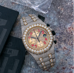 Stylish Two Tone Yellow <b>Gold</b> Lab Grown CVD Watch Trending Diamond Watch Gift Diamond <b>Tester</b> Pass VVS Quality Moissanite Watch - Product Image 3