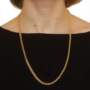 Collar de cadena de triple bordillo de lujo hecho a mano vintage, cadena de eslabones elegante chapada en oro amarillo de 18K real para joyería de moda de hombre - Product Image 4