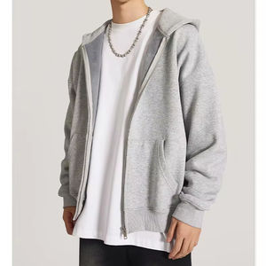 High Quality Custom Logo Graphic 100% Cotton Blank Solid Color Oversized Streetwear Unisex Zip Hoodies - Product Image 4