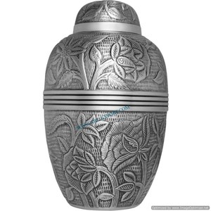 Aluminio Chapado en plata Fundido Flores y hojas de lujo modernas Diseñador Grabado láser Memorable Seres queridos Recuerdo Cenizas Urnas - Product Image 1