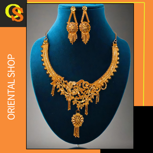 ชุดต่างหูสร้อยคอพร้อมสร้อยคอชุบทอง22K ชุดเครื่องประดับชุดสร้อยคอต่างหู - Product Image 2