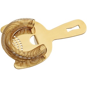 Colador de Cócteles Hawthorne de Acero Inoxidable con Acabado Dorado de Lujo, Resorte Firme, Vertido Suave, Herramienta Profesional para Mezclar en Bares - Product Image 1