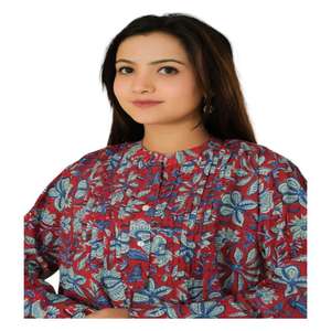 เสื้อโบฮีเมียนผ้าฝ้ายสำหรับผู้หญิงเสื้อพิมพ์ลายบล็อคน้ำหนักเบาเสื้อเชิ้ตสไตล์ฮิปปี้ลำลองแขนยาวฤดูร้อน - Product Image 4