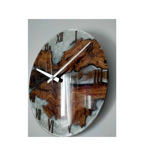 Reloj único de madera y resina para montar en la pared, decoración de resina marrón oscura y acacia de madera para uso en granja - Product Image 4