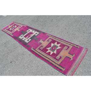 Turkish <b>Runner</b> Rug 2.5x11.9 ft, <b>Red</b> Gray Animal Print Rug Wool - Product Image 4