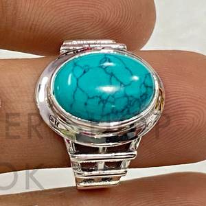 แหวนดีไซน์ใหม่ปรับขนาดได้ ผลิตจากเครื่องประดับเงินแท้ 925 ประดับด้วยพลอยมูนสโตนสีรุ้งและพลอยเทอร์ควอยซ์แบบฝังขอบ - Product Image 5