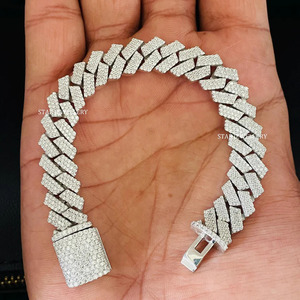 925 Sterling Silver 12 MM Wide VVS Moissanite Icedout Cuban <b>Linked</b> Bracelet Fine Jewelry. - Product Image 4