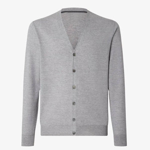 Cardigan en laine/coton tricoté respirant pour homme, décontracté, boutonné, manches longues, taille personnalisée, logo sur le devant - Product Image 1