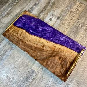 High Quality Best Grade Ecofriendly Rectangle Epoxy Resin & Wood Serving Food Ottoman Serving Trays for Breakfast Use for Hotels - Product Image 5