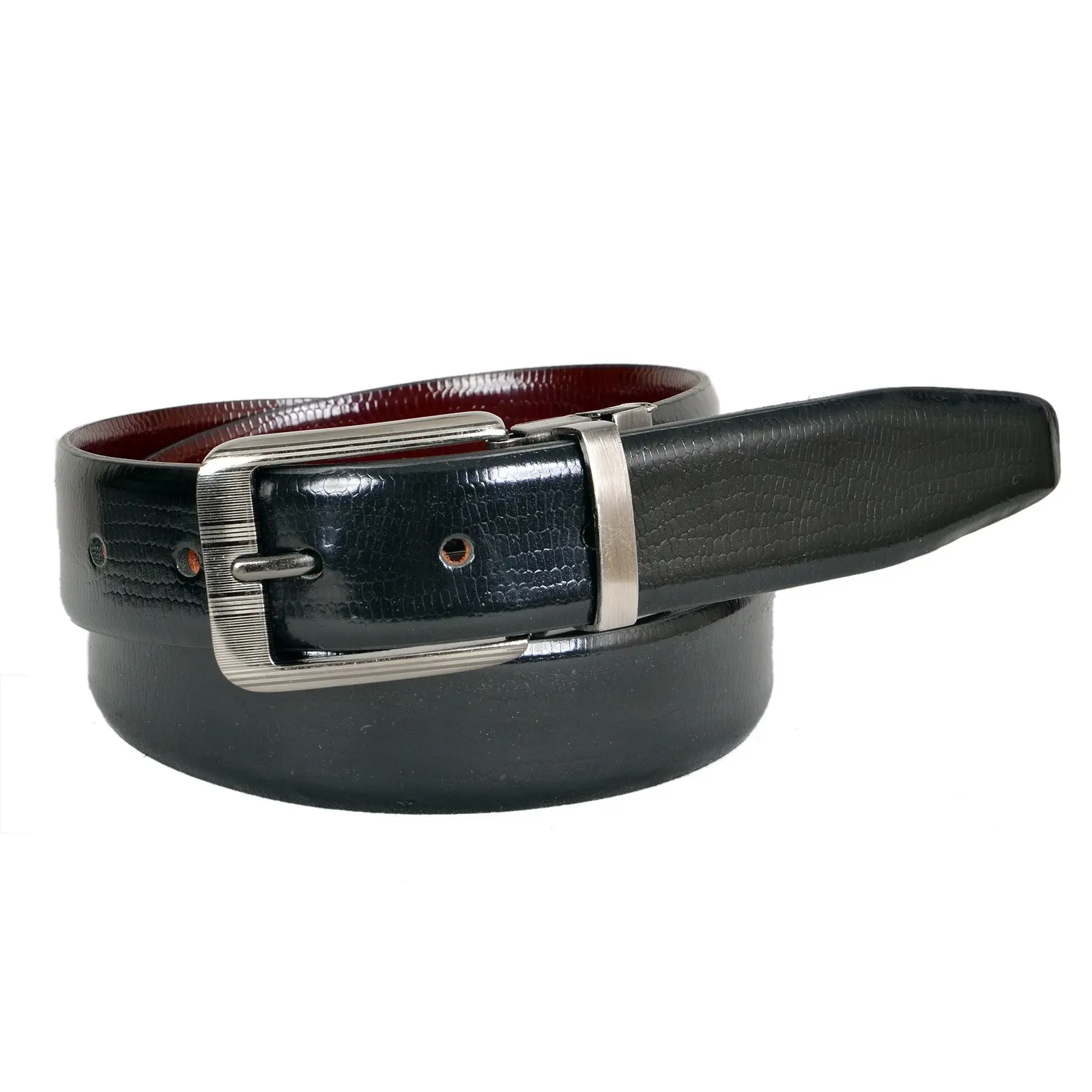 Premium Quality Print Black & Brown Reversible Leather Belt for Mens Causal Wear Leather Belt from India