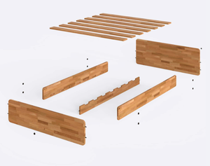 Lit double minimaliste 160*200 hêtre en bois massif fabriqué à la main zéro mouche organique combinant des meubles de chambre à coucher - Product Image 4