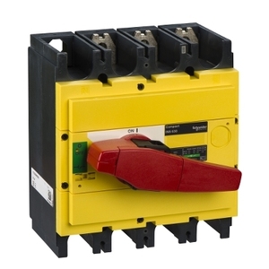 Sezionatore Semplice Schneider Electric Compact INS630 630A con Maniglia Rotante Rossa e Frontale Giallo, 3 Poli - Product Image 1