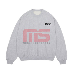เสื้อสเวตเชิ้ตผู้ชายผ้าเฟรนช์เทอร์รี่ 100% ผ้าฝ้าย สไตล์เรียบง่าย ทรงโอเวอร์ไซส์ คอกลม ป้องกันขนร่วง แฟชั่น 2025 ผลิตตามสั่งจากโรงงาน - Product Image 1