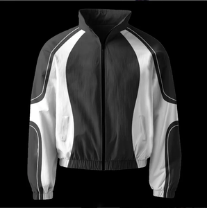 Cortavientos impermeable cálido 2025, chándal holgado, conjuntos cortavientos, chándal reflectante liso de nailon en blanco para hombre - Product Image 1