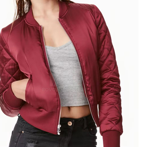Blouson aviateur femme à manches longues de haute qualité pour femme col montant Offre Spéciale fermeture éclair complète pour blouson aviateur femme - Product Image 5