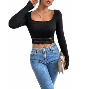 Top corto con estampado floral personalizado para mujer, camisetas transpirables de moda de verano, respetuosas con el medio ambiente - Product Image 4