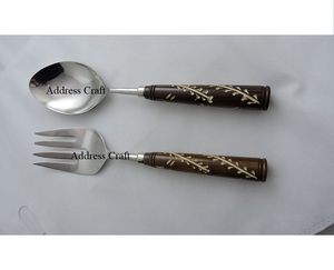 Most Popular Stainless Steel <b>Salad</b> Server Set Wood Handle <b>Salad</b> <b>Tools</b> Dishwasher Safe Eco-Friendly Christmas Wedding - Product Image 2