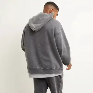 เสื้อฮู้ดปักลายสีดำแบบไม่มีรอยตะเข็บน้ำหนักมาก500แกรมการซักด้วยกรดซีดจางเหมาะกับอุตสาหกรรมขนาดใหญ่ - Product Image 2