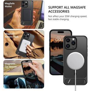 Custodia sottile antiurto con finitura opaca magnetica con cavalletto invisibile, per Iphone 16 Pro Max - Product Image 4