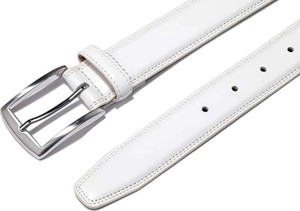 Cinturón de cuero de lujo genuino para hombres Hebilla de serpiente de patrón sólido Hebilla de PIN blanca para ropa informal de negocios y uniformes - Product Image 4