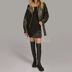 Chaqueta de cuero PU personalizada para mujer Chaqueta ajustada con diseño de motorista con cremallera elegante para marcas y revendedores - Product Image 6