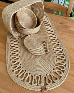 Set de table en macramé de couleur noire, facile à assortir avec n'importe quelle décoration intérieure, décoration de table et décorations saisonnières - Product Image 6