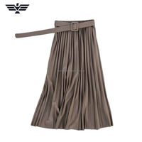 Falda Midi Plisada Elástica de Cintura Natural para Mujer, Color Sólido, Estilo Casual, Verano, Gasa Transpirable, Diseño en Línea A
