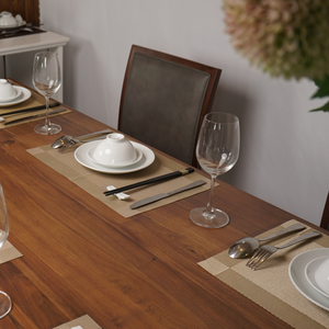 Juego de comedor de madera maciza de nogal diseño rectangular tonos cálidos mediados de siglo encanto moderno resistente a los arañazos | SWT505P6 - Product Image 6