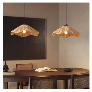 Lampe suspension artistique moderne personnalisable rotin tissé à la main lampe bambou fait à la main minimaliste pour usage intérieur direct OEM ODM - Product Image 4