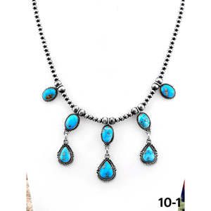 Chaînes religieuses classiques en argent sterling, faites à la main au sud-ouest, avec perles et turquoise eau blanche, ornées d'un motif goutte d'eau, d'une ancre et d'un chiffre - Product Image 2